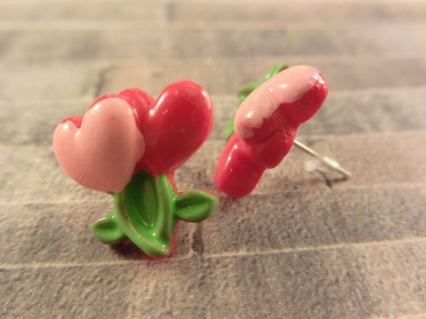 Blumen Ohrstecker Herz Blüte Rose Liebe Love